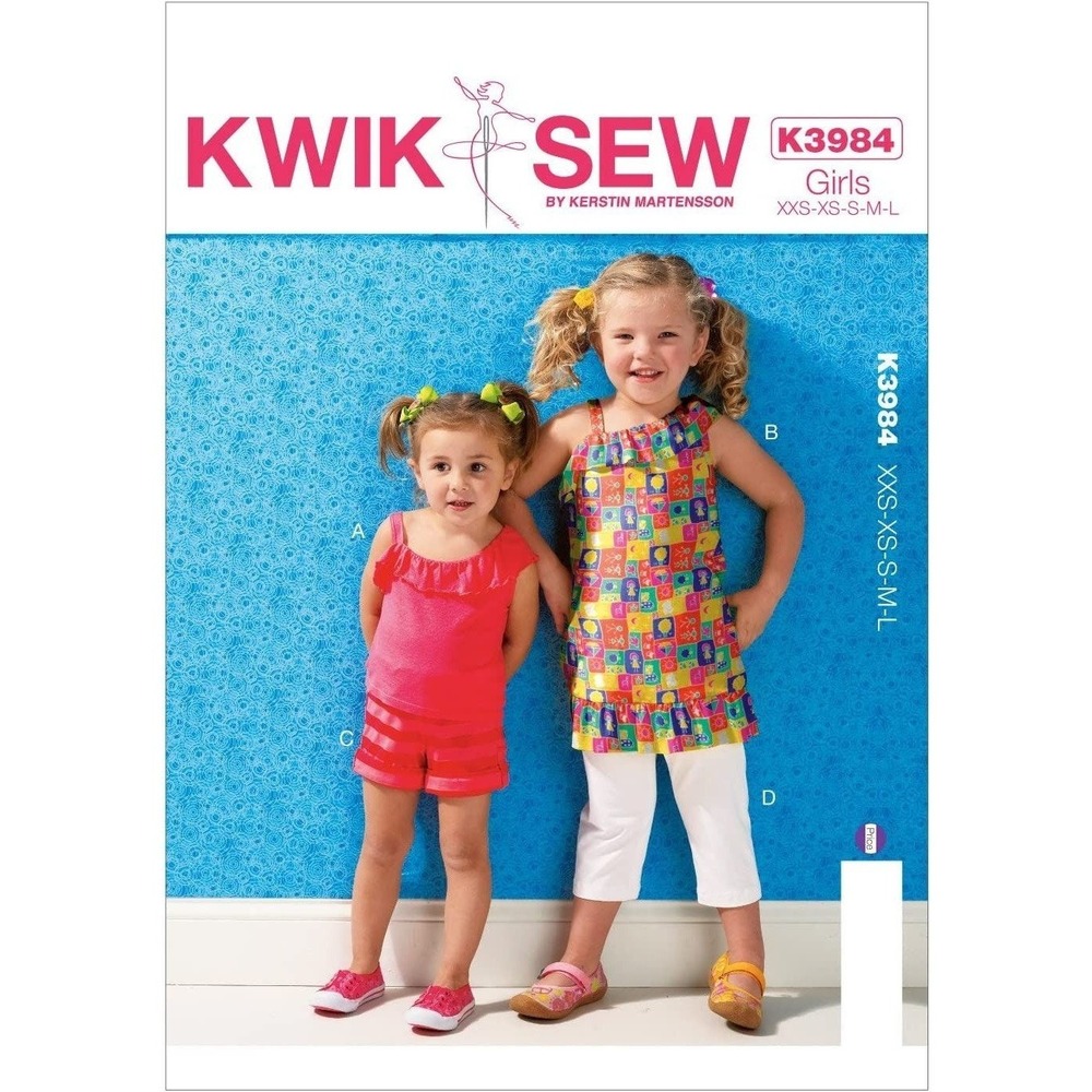 Kwik Sew Sewing Pattern 3984 Tops Shorts Pants Girls Size XXS-L UNCUT